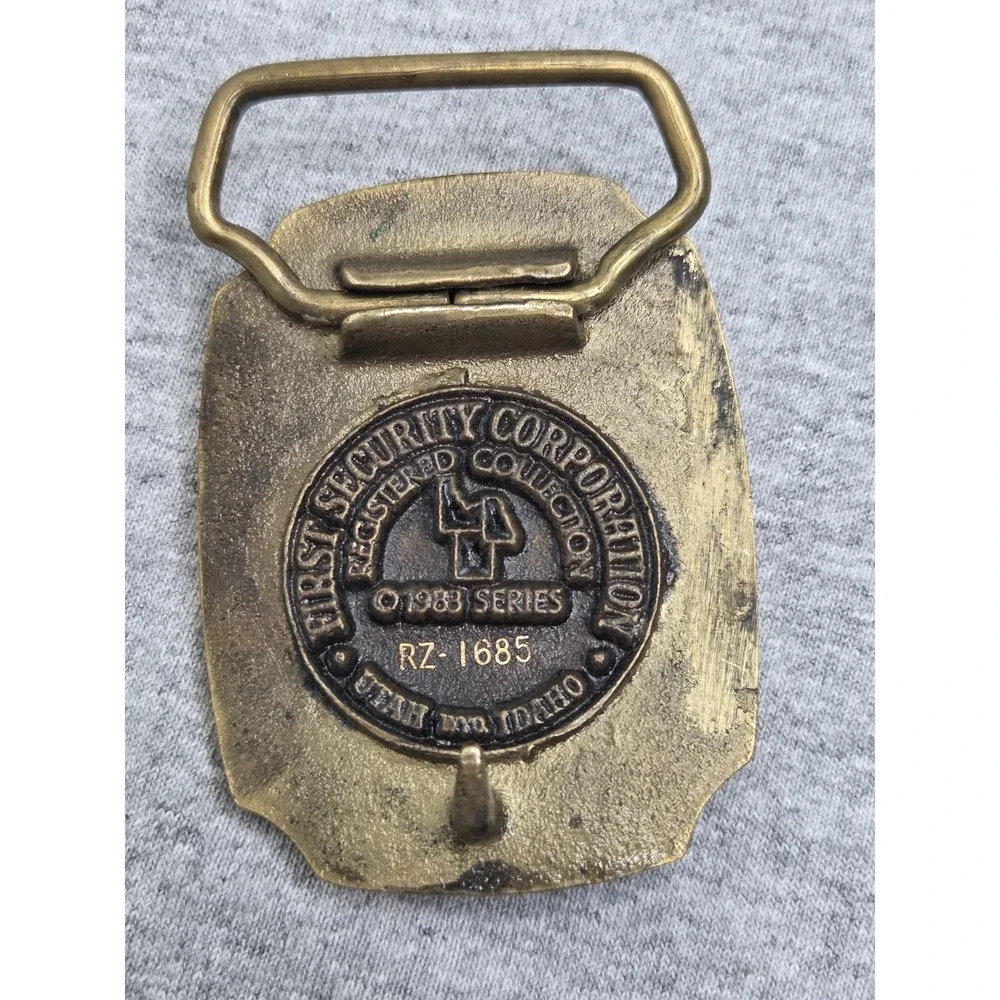 1983 Solid Brass Utah Wildlife Registered Collection Belt Buckle